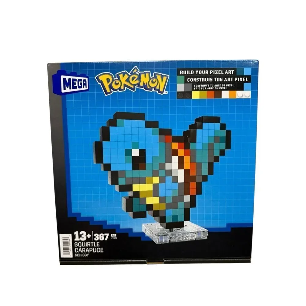 Mega Bloks Pokemon Pixel Art Squirtle 367 Piece Building‎ Block Set HTH77 NEW